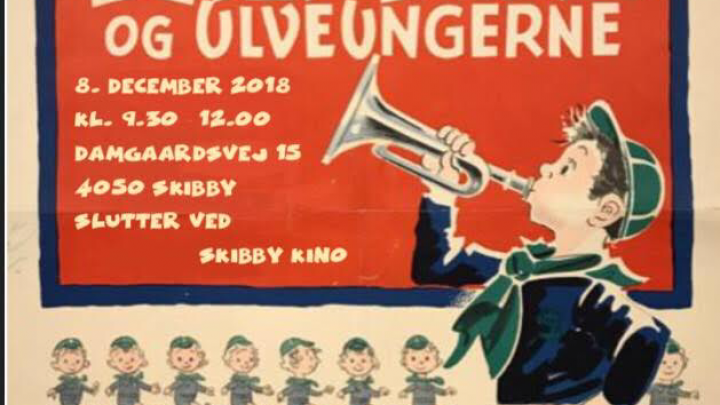 Gammel filmplakat fra filmen far til fire og ulveungerne 